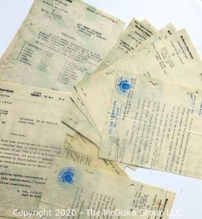 Group of Paperwork from the War Department, Minister of Defense in Paris.  Printed on the Back of Recycled Maps. Some Written in French