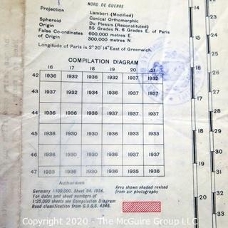 Group of Paperwork from the War Department, Minister of Defense in Paris.  Printed on the Back of Recycled Maps. Some Written in French