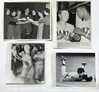 Four Vintage Black & White Photos of Baseball Players.  Measures approximately 8" x 10".