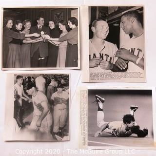 Four Vintage Black & White Photos of Baseball Players.  Measures approximately 8" x 10".