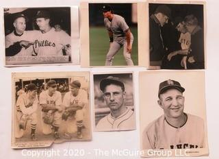 Six Vintage Black & White Photos of Baseball Players. 