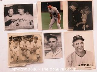 Six Vintage Black & White Photos of Baseball Players. 