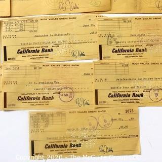 Thirteen Cancelled Checks Signed by Rude Vallee.  Dated 1935 & 1945.  Rudy Vallee Drene Show. 