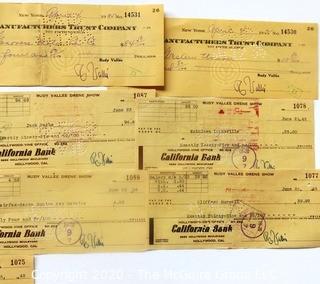 Thirteen Cancelled Checks Signed by Rude Vallee.  Dated 1935 & 1945.  Rudy Vallee Drene Show. 