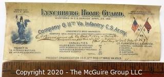 1861 Lynchburg Home Guard Mustered in CS Service Document, Company G 11th Va Infantry CS Army