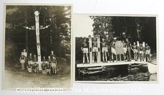 Two Black & White Photographs of Summer Camp.  Measures approximately 8" x 11".