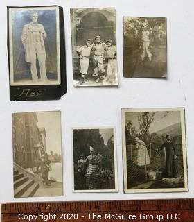 Six Vintage Black & White Photographs from Family Photo Albums.  Includes Lincoln Statue and Baseball.