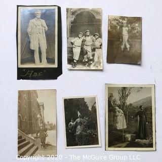 Six Vintage Black & White Photographs from Family Photo Albums.  Includes Lincoln Statue and Baseball.