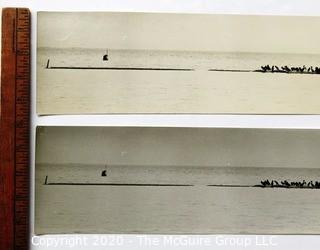 Two Large Format Black & White Photographs by A Rickerby.  Birds on Sand Bar.  Measure Approximately 14" x 4 1/2"