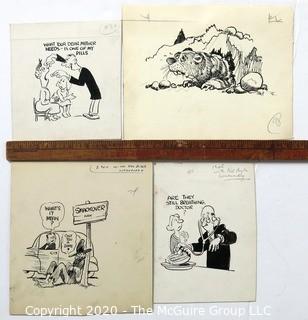 Four Vintage Signed Cartoon Boards from Al Banks. Featured in The Evening Gazette & Worcester Telegram in the 1950's.