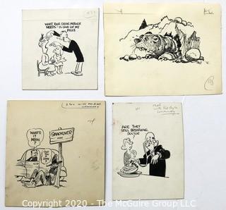 Four Vintage Signed Cartoon Boards from Al Banks. Featured in The Evening Gazette & Worcester Telegram in the 1950's.