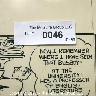 Vintage Signed Cartoon Board from Al Banks. Measures approximately 11" x 7.  Professor. 