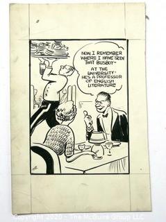 Vintage Signed Cartoon Board from Al Banks. Measures approximately 11" x 7.  Professor. 