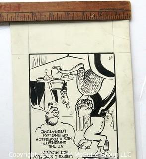 Vintage Signed Cartoon Board from Al Banks. Measures approximately 11" x 7.  Professor. 