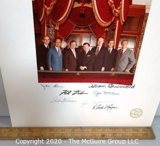 Signed Photo of Senate Republican Leadership Team circa 1984; Taken in Old Senate Chamber; Left to Right: Jake Garn, Ted Stevens, Howard Baker, John Tower, Jim McClure, Richard Lugar and Strom Thurmond