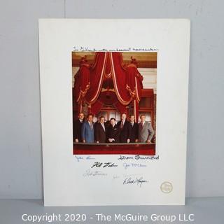 Signed Photo of Senate Republican Leadership Team circa 1984; Taken in Old Senate Chamber; Left to Right: Jake Garn, Ted Stevens, Howard Baker, John Tower, Jim McClure, Richard Lugar and Strom Thurmond