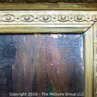 Gilt Framed Oil Painting of Landscape.  Measures approximately 22" x 16". Some damage to paint. 