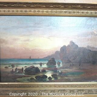 Gilt Framed Oil Painting of Landscape.  Measures approximately 22" x 16". Some damage to paint. 