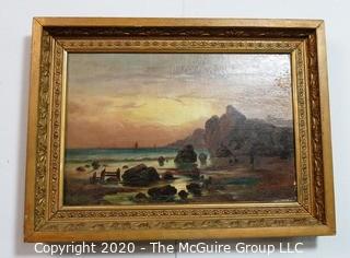 Gilt Framed Oil Painting of Landscape.  Measures approximately 22" x 16". Some damage to paint. 