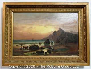 Gilt Framed Oil Painting of Landscape.  Measures approximately 22" x 16". Some damage to paint. 