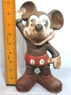 Antique Cast Iron Mickey Mouse Coin Bank or Doorstop.