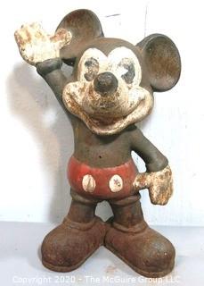 Antique Cast Iron Mickey Mouse Coin Bank or Doorstop.