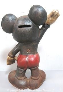 Antique Cast Iron Mickey Mouse Coin Bank or Doorstop.