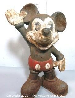 Antique Cast Iron Mickey Mouse Coin Bank or Doorstop.