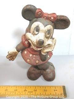 Antique Cast Iron Minnie Mouse Coin Bank or Doorstop.