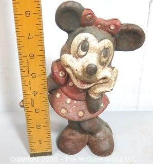 Antique Cast Iron Minnie Mouse Coin Bank or Doorstop.