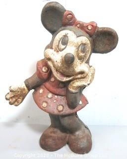 Antique Cast Iron Minnie Mouse Coin Bank or Doorstop.