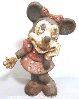 Antique Cast Iron Minnie Mouse Coin Bank or Doorstop.