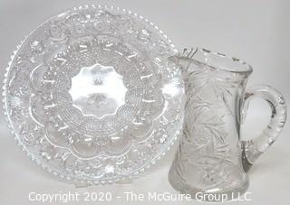 Cut Crystal Water Pitcher and Deviled Egg Plate