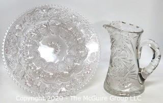 Cut Crystal Water Pitcher and Deviled Egg Plate