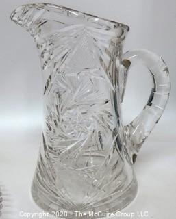 Cut Crystal Water Pitcher and Deviled Egg Plate