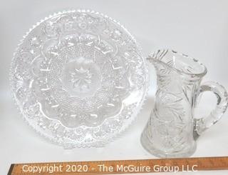 Cut Crystal Water Pitcher and Deviled Egg Plate