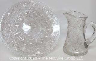 Cut Crystal Water Pitcher and Deviled Egg Plate