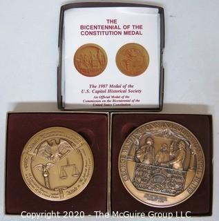 Collection of Commemorative Medals or Coins in Boxes