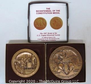 Collection of Commemorative Medals or Coins in Boxes