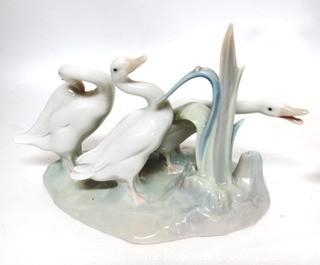 Lladro Porcelain Figurine of Goose Girl with Extra Geese