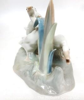 Lladro Porcelain Figurine of Goose Girl with Extra Geese