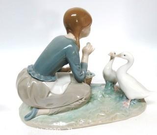 Lladro Porcelain Figurine of Goose Girl with Extra Geese