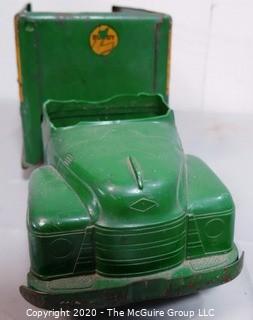 Vintage Green Toy Farm Truck by Buddy L.  Damage to cab.