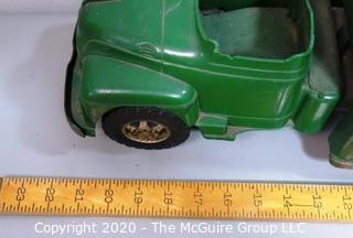 Vintage Green Toy Farm Truck by Buddy L.  Damage to cab.