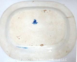 Antique Blue Willow Serving Dish or Platter. Measures approximately 11" x 8".  Made in England