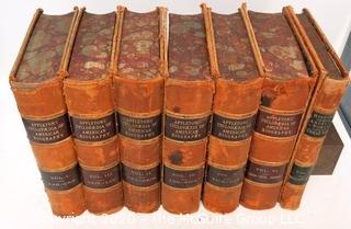 Set of Antique Leather Bound Books.  Includes Six Volume Set of Appletons' Cyclopedia of American Biography, 1886; and Popular History of the Ancient World and its Great Men by Carl Von Rotteck and Dr. William Zimmerman, 1878.