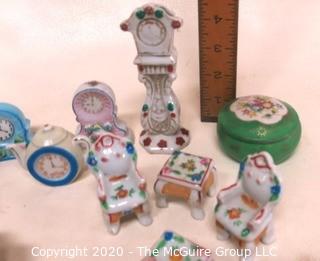 Group of Made in Occupied Japan Fine Porcelain Figurines Shaped Like Furniture