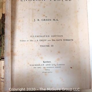 (4) Leather Bound Volume Set; A Short History of the English People by John Richard Green, 1903.