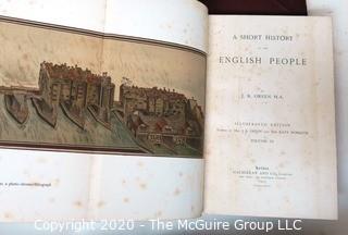 (4) Leather Bound Volume Set; A Short History of the English People by John Richard Green, 1903.