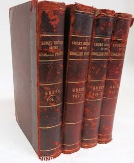 (4) Leather Bound Volume Set; A Short History of the English People by John Richard Green, 1903.